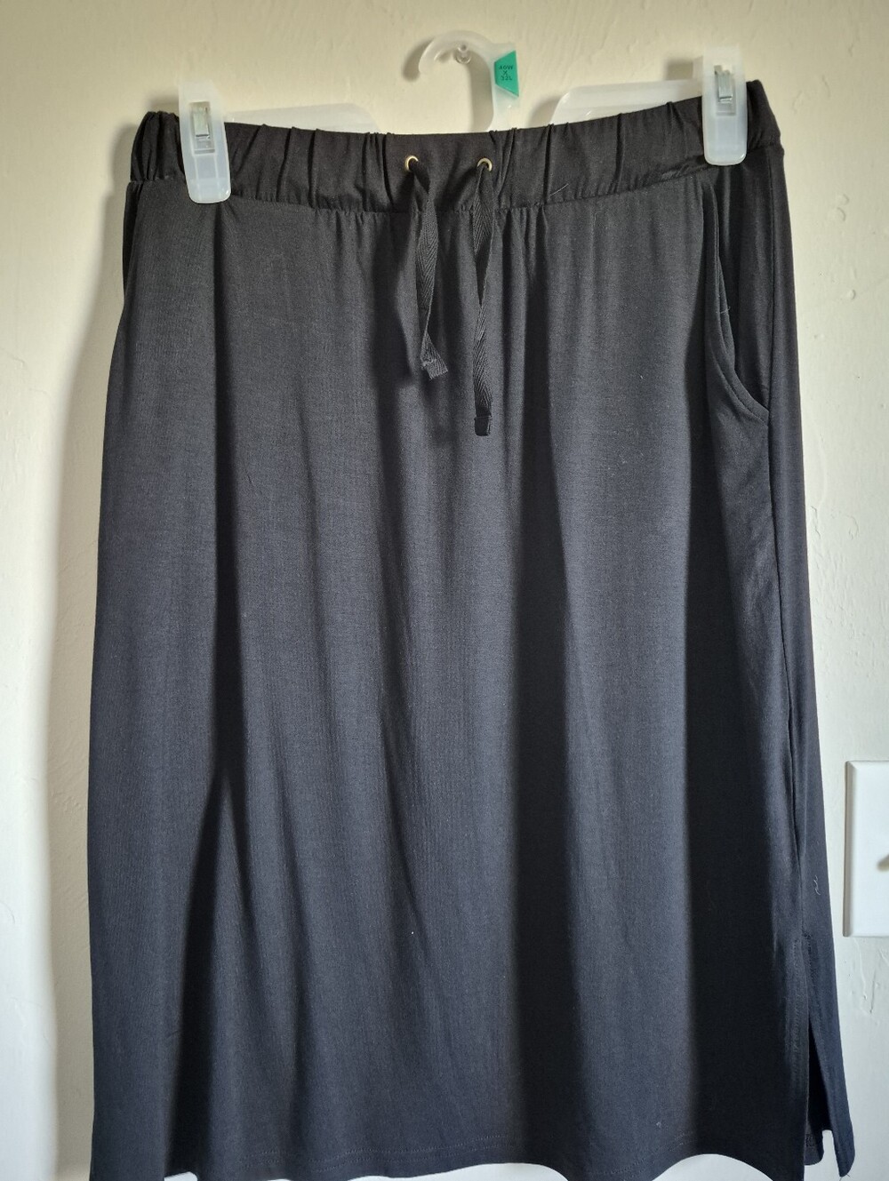Black Drawstring Midi Skirt - Comfortable Everyday Style